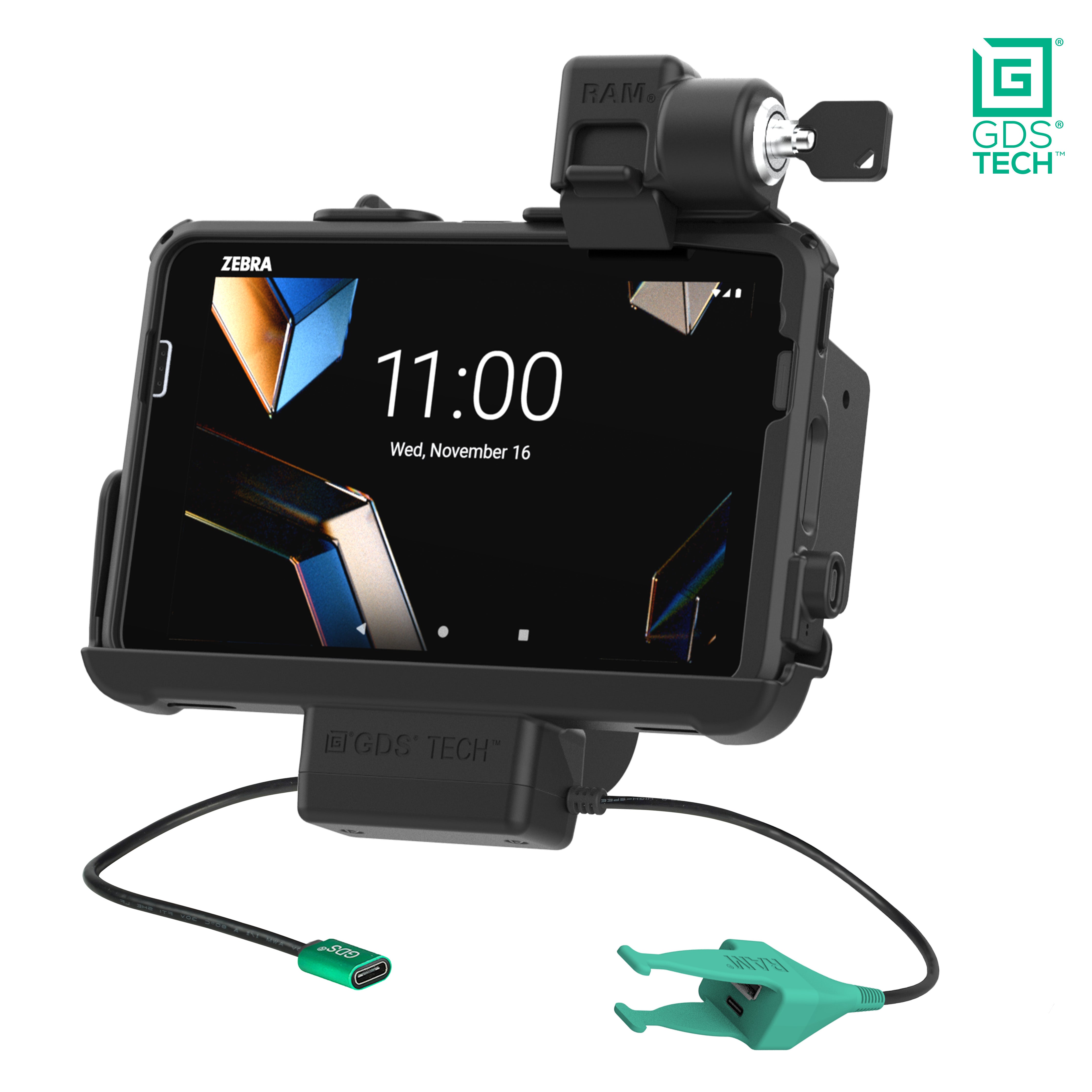 Vergrendelbare GDS® dock + USB-A en RJ45 voor Zebra ET401 8" met IntelliSkin®