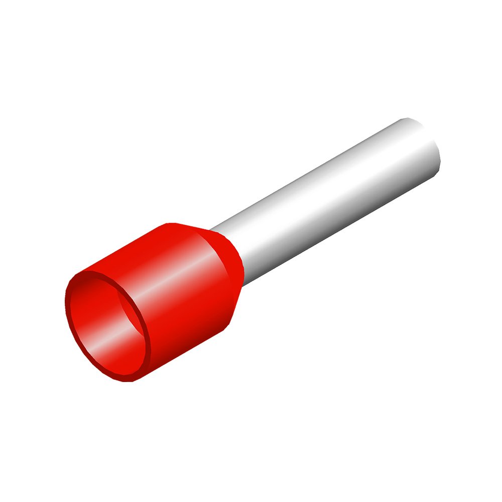Terminalrør 1mm² isoleret rød