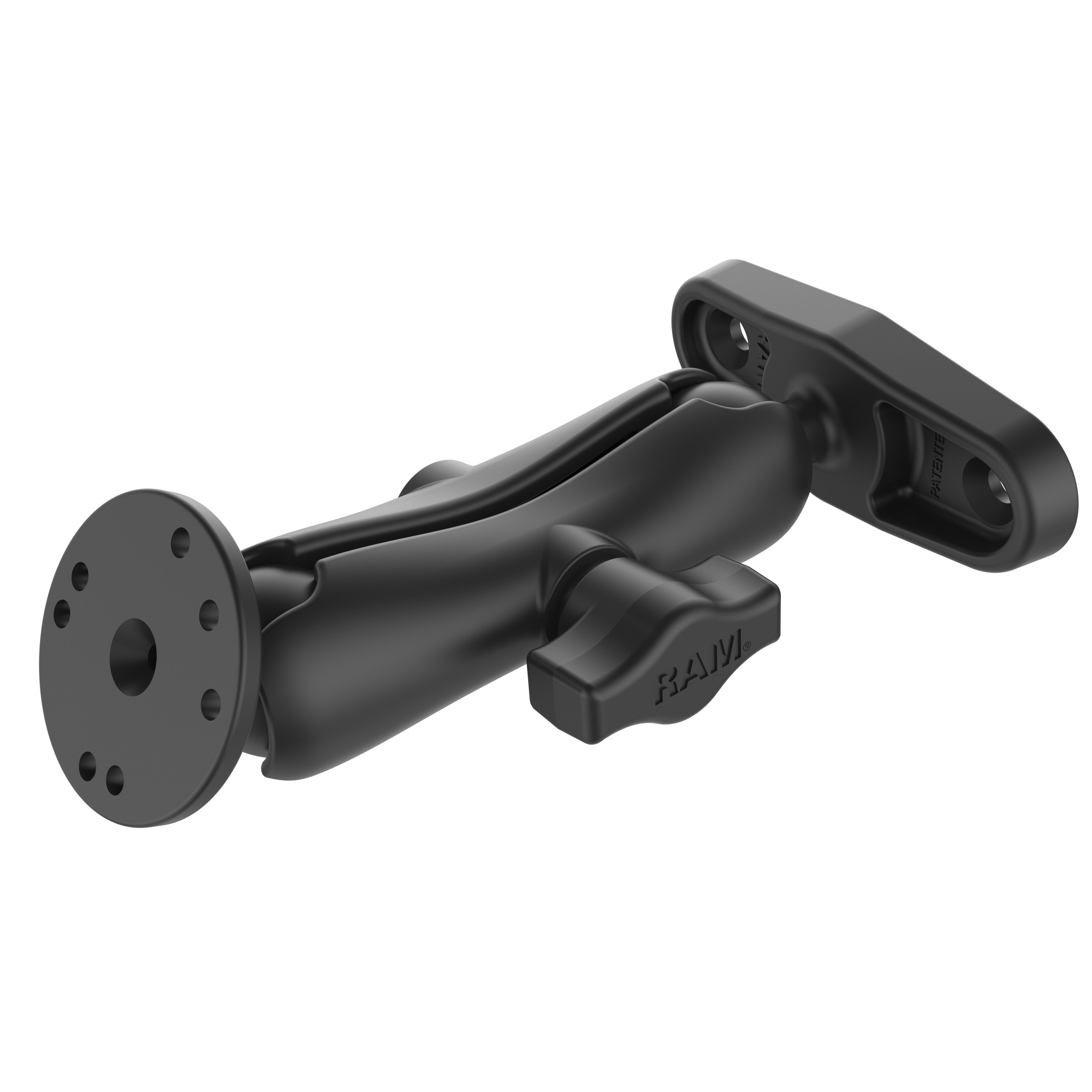 RAM® support double rotule avec plaque ronde et base à motif de trous 2 7/8"