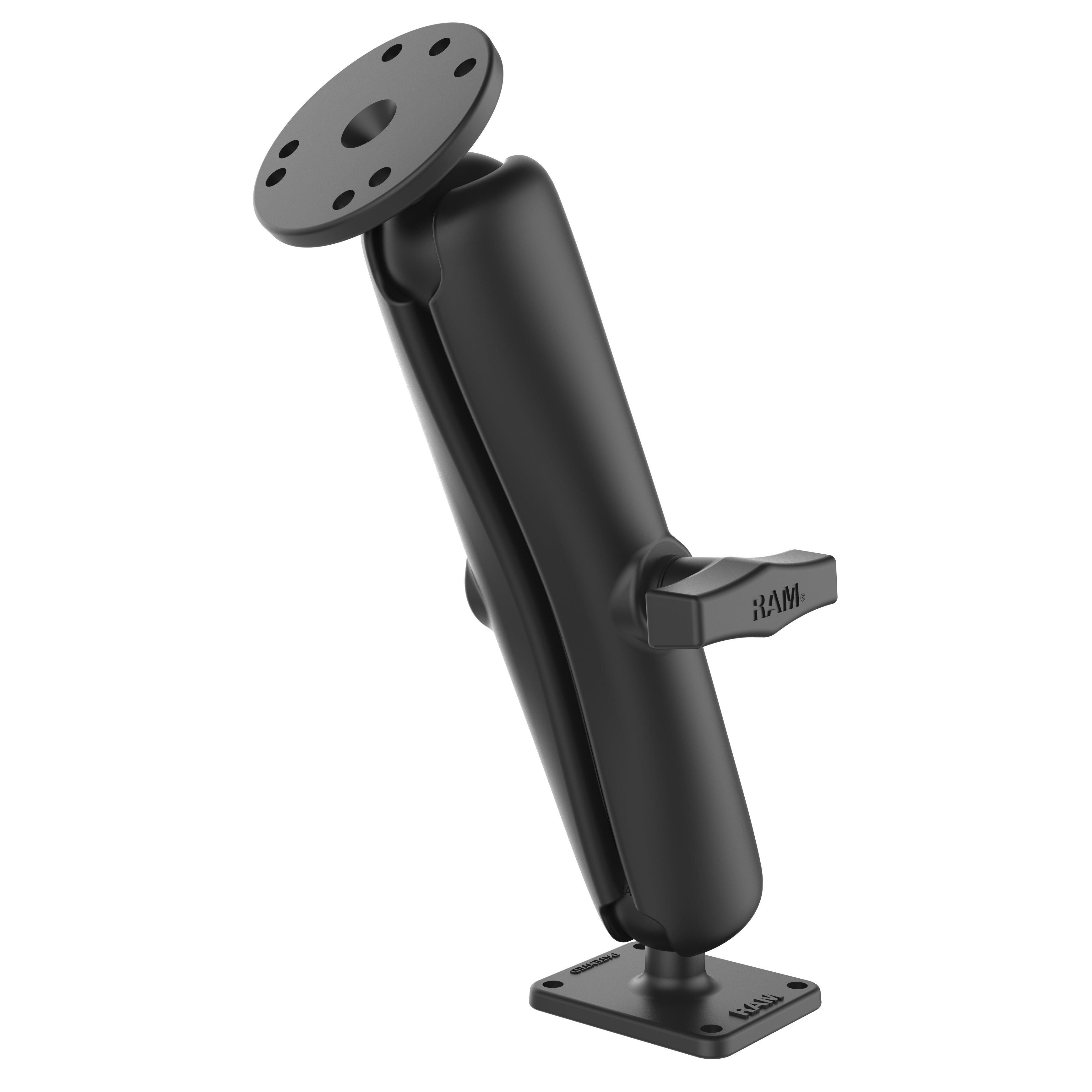 RAM® support à double rotule avec plaques ronde et rectangulaire – long