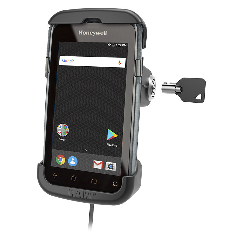 Station d'accueil alimentée RAM® Form-Fit avec serrure à clé pour Honeywell CT50, CT60 Series