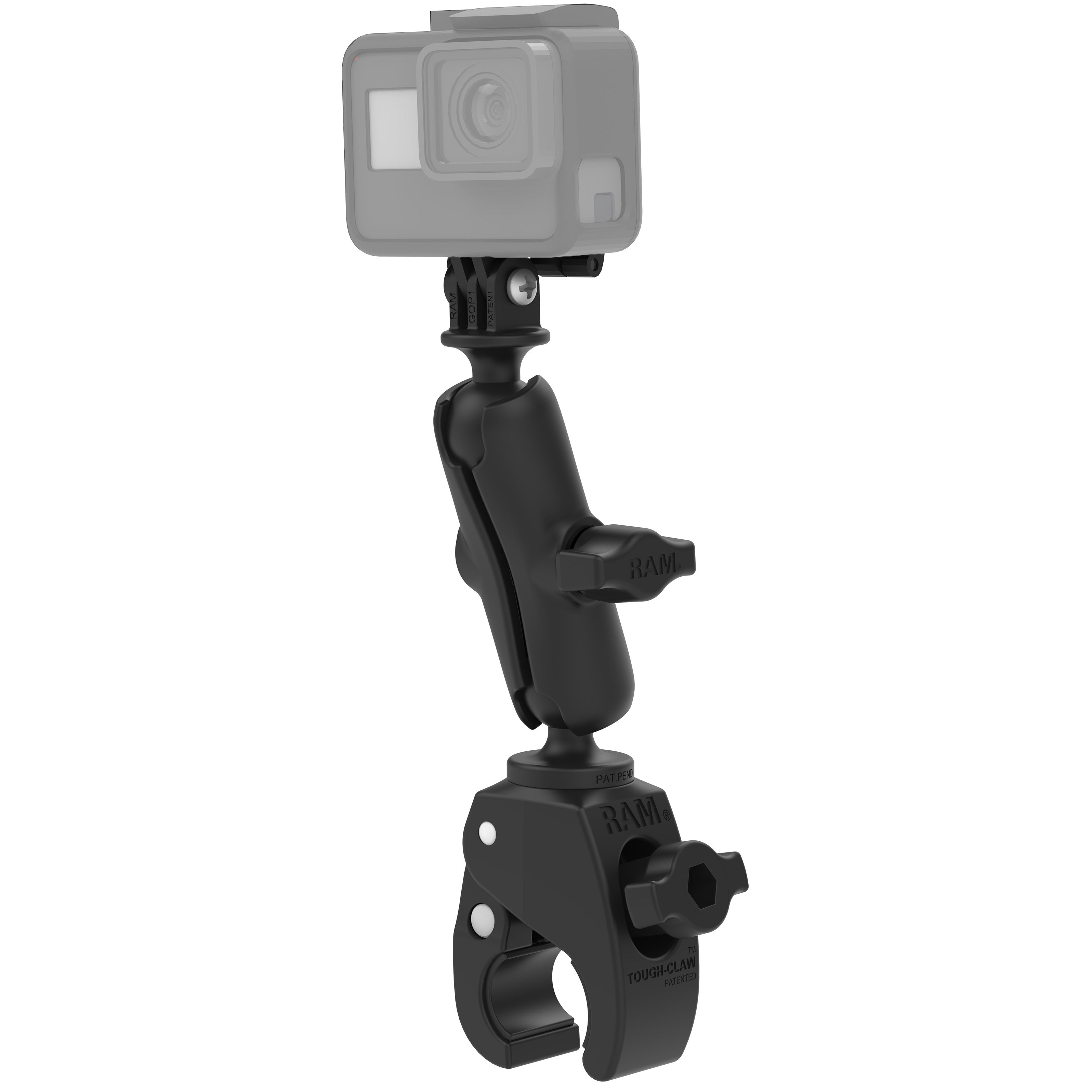 RAM® Tough-Claw™ dubbele kogelhouder met universele action camera-adapter