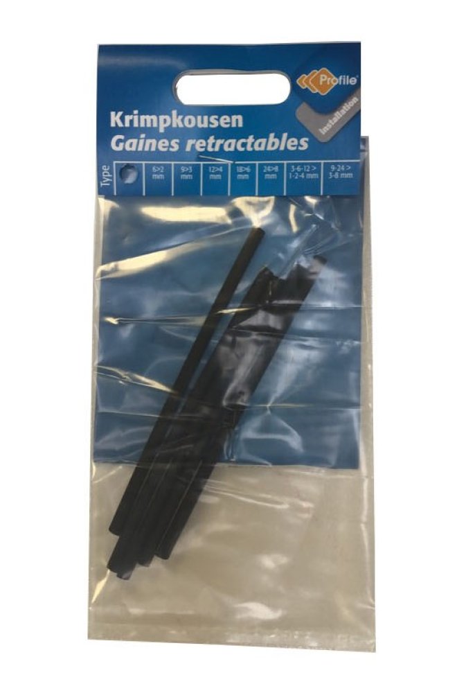 Gaine thermorétractable 3/1 noir 5x10cm
