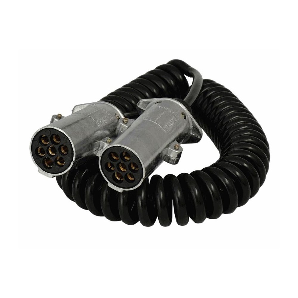 Câble spiralé 7 pôles 24V métal 3,8m fiches type N