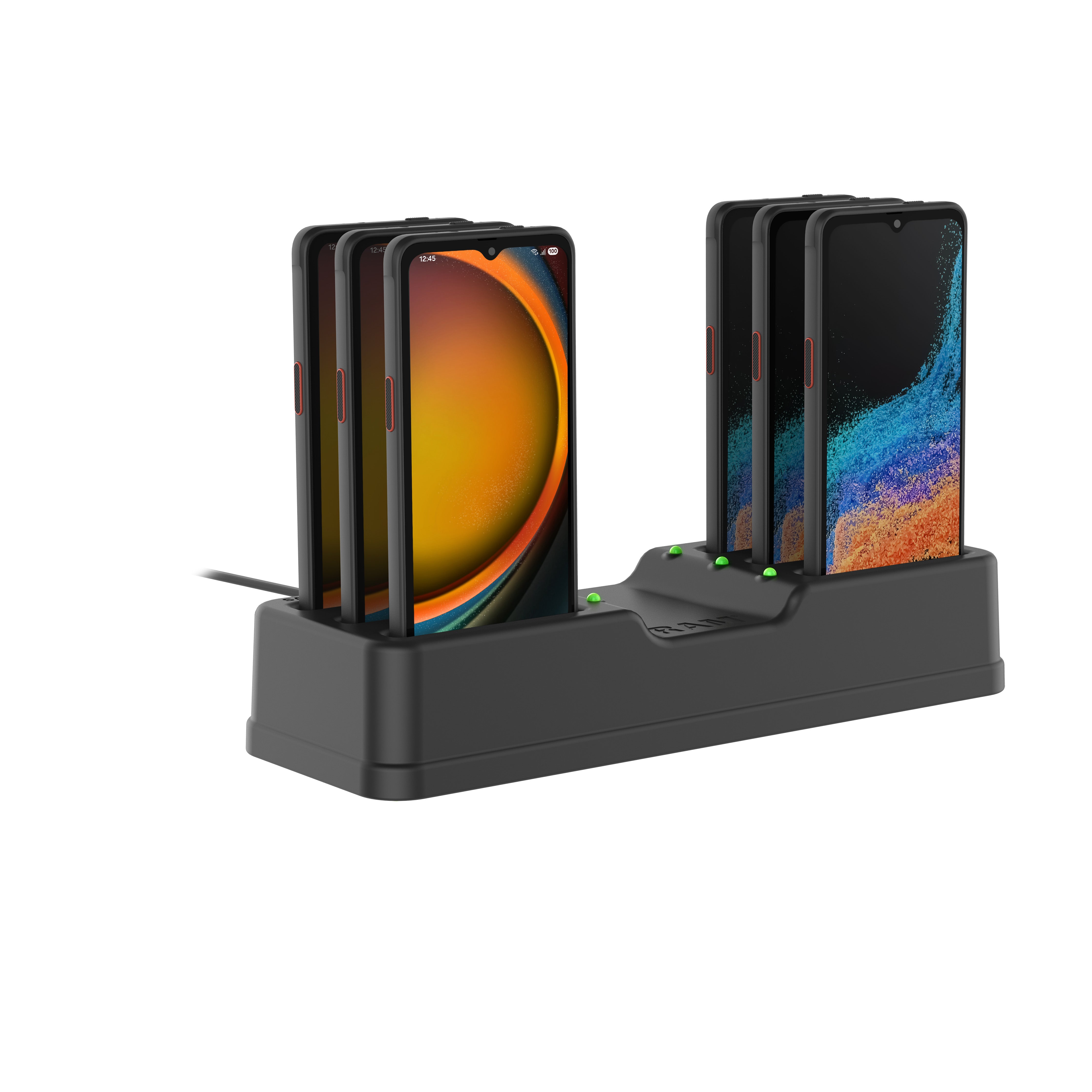 Base de carga RAM® de 6 puertos para Samsung XCover7 Pro y 6 Pro sin funda