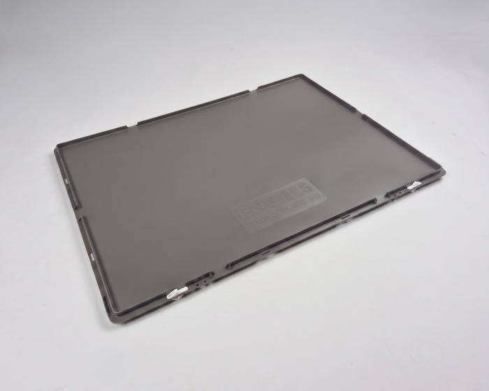 Kunststoff Euronorm Scharnierdeckel 800x600 mm, mit Schnappverschlüssen, grau