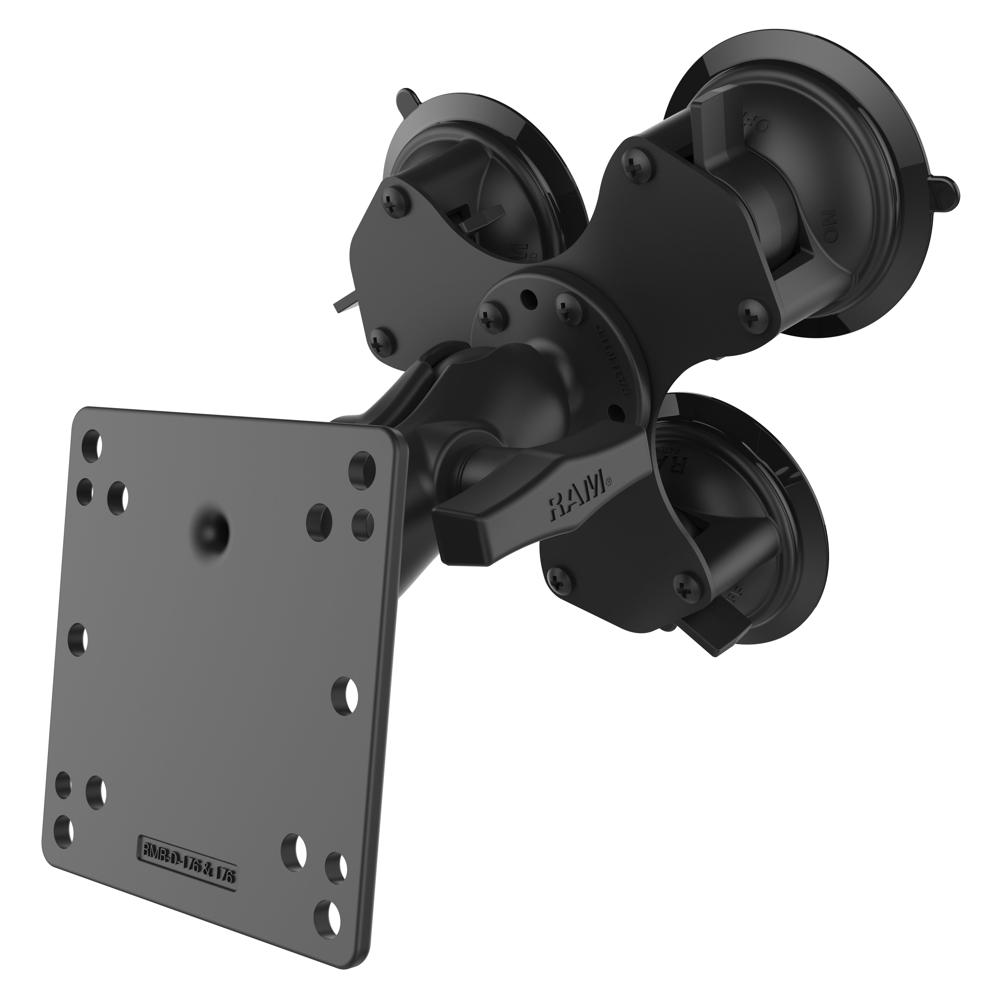 RAM® Twist-Lock™ drievoudige zuignaphouder met 100x100mm VESA-plaat – kort