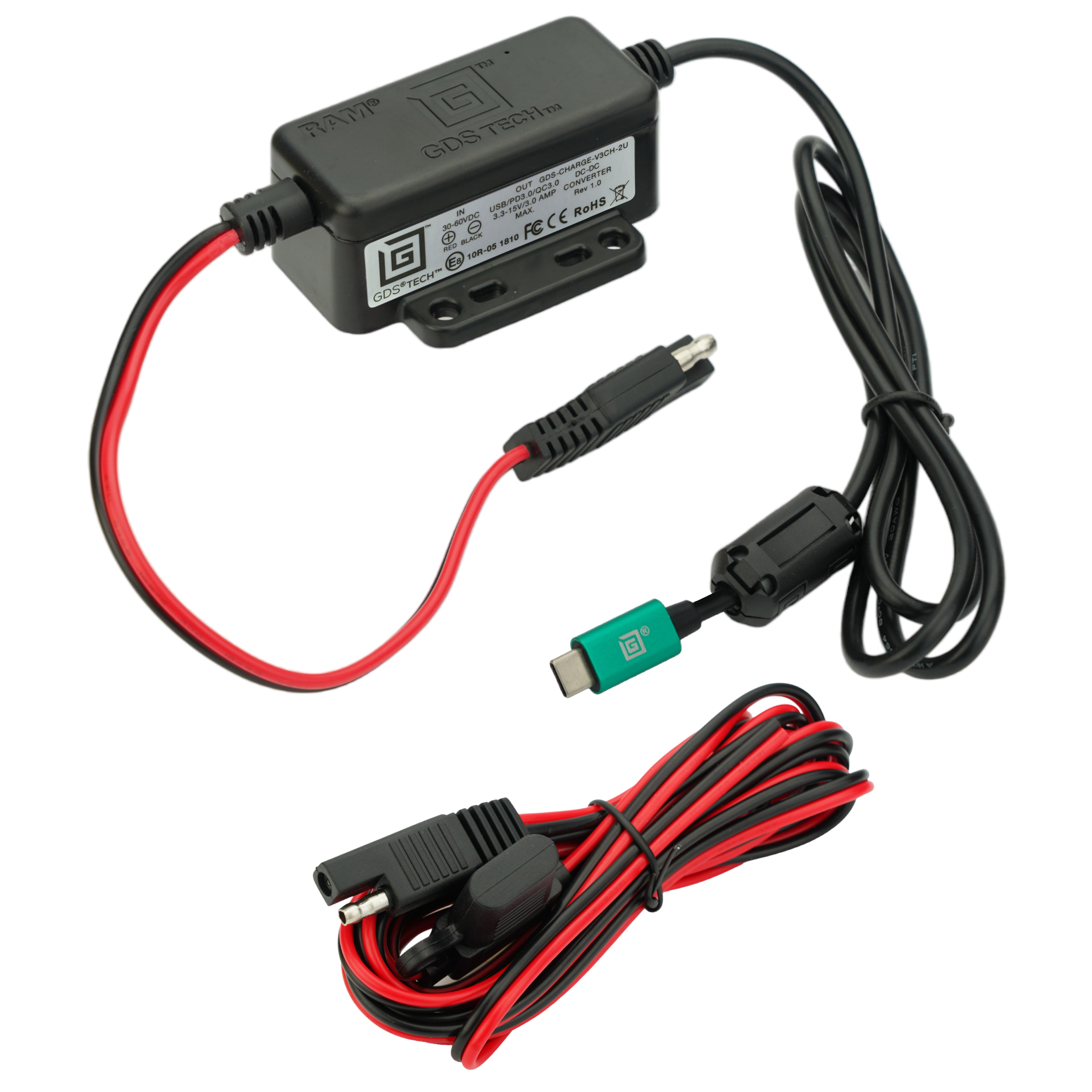 GDS® modulaire 30-64V Power Delivery (45W) male USB-C hardwire-lader