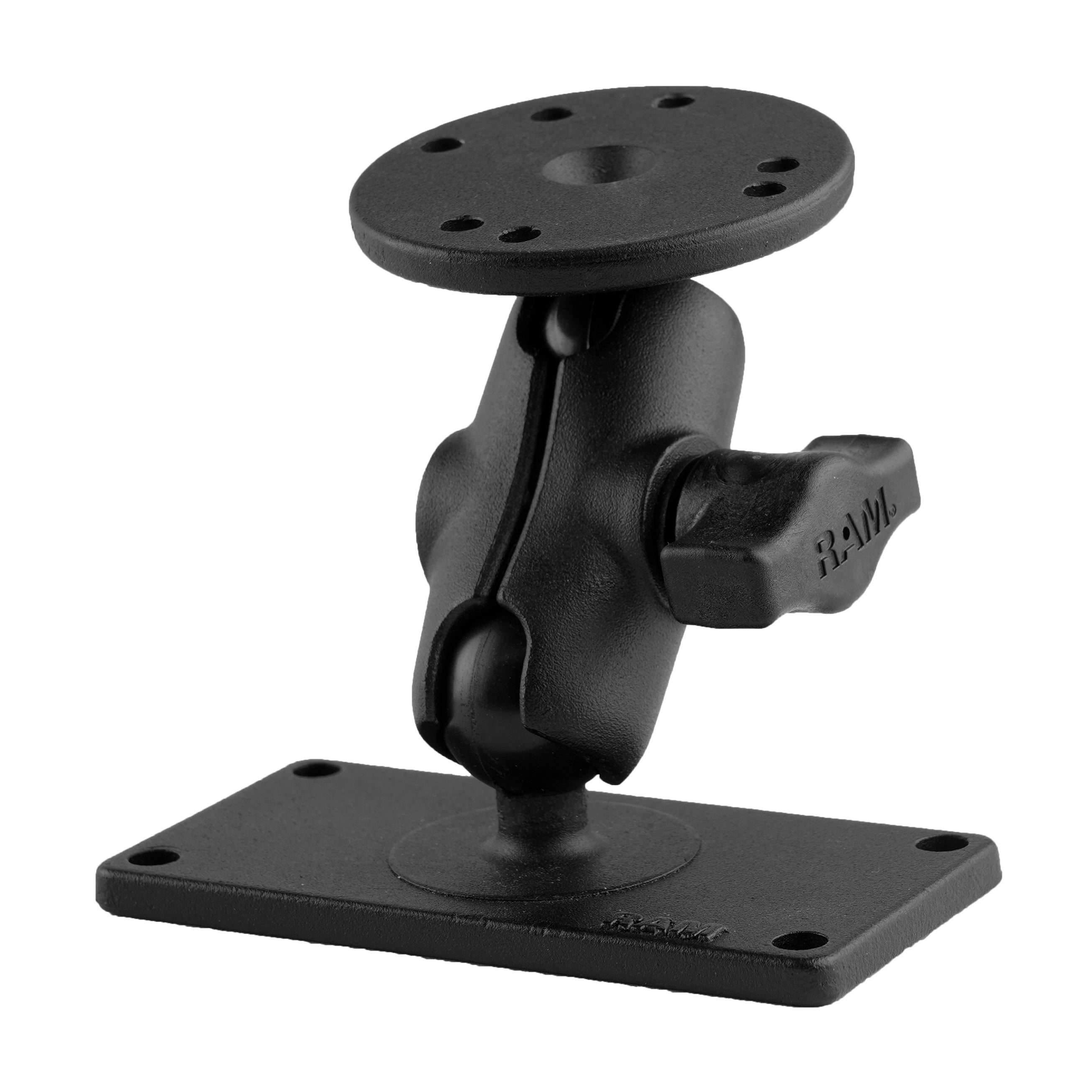 RAM® support à double rotule avec plaque ronde et plaque 2" x 4" - court