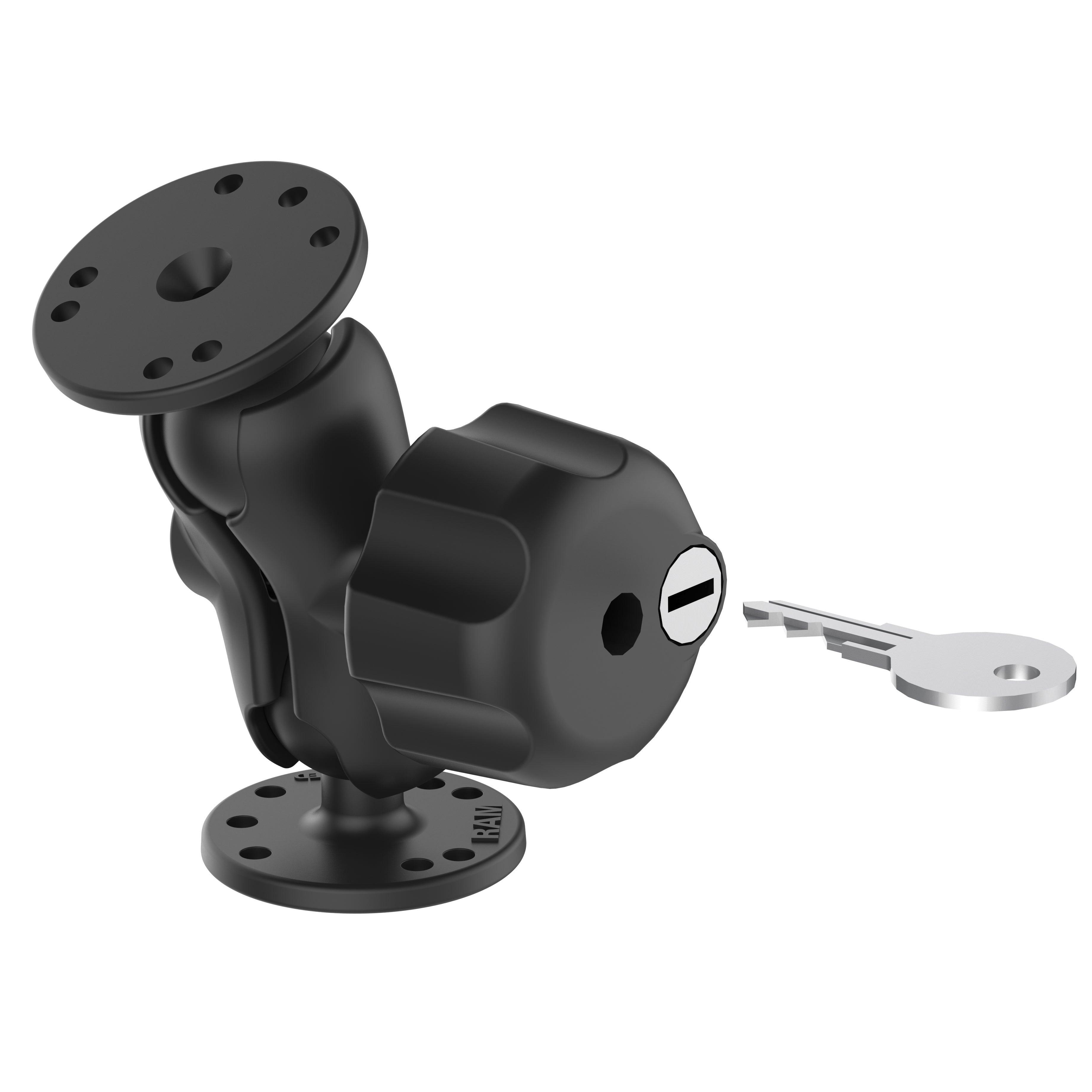 RAM® dubbele kogelhouder met knop met sleutelslot – C-formaat kort