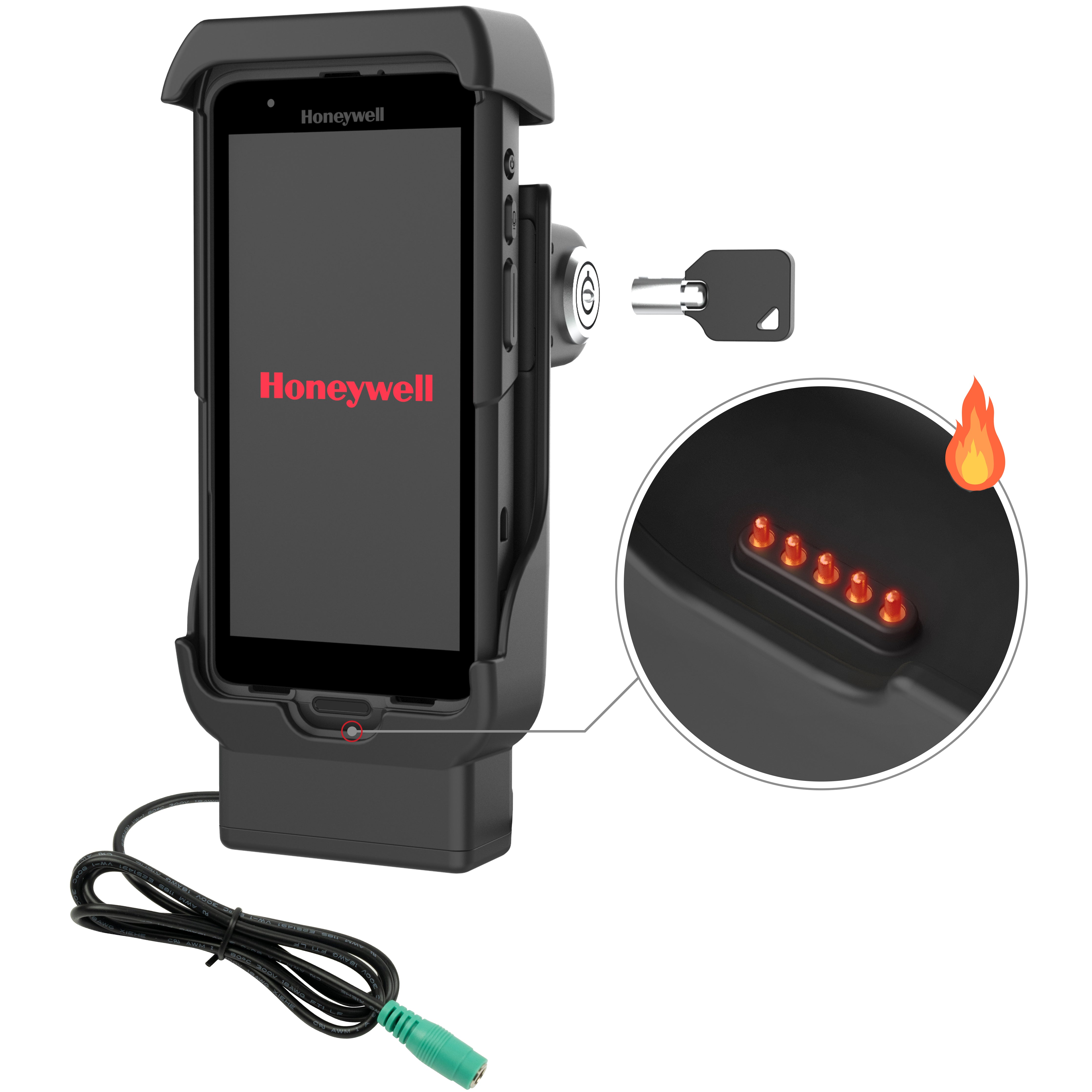 RAM® vergrendelbare powered dock voor Honeywell CT40/45/47 - verwarmde pins
