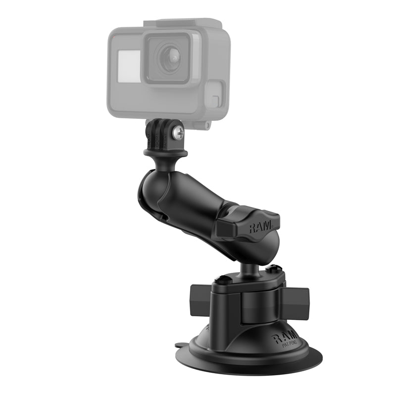 RAM® Twist-Lock™ zuignaphouder met action camera-adapter – medium