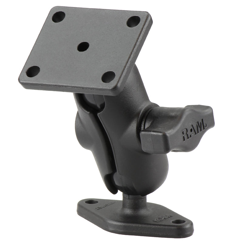 RAM® dubbele kogelhouder met 2-gaats & 4-gaats AMPS-platen – kort