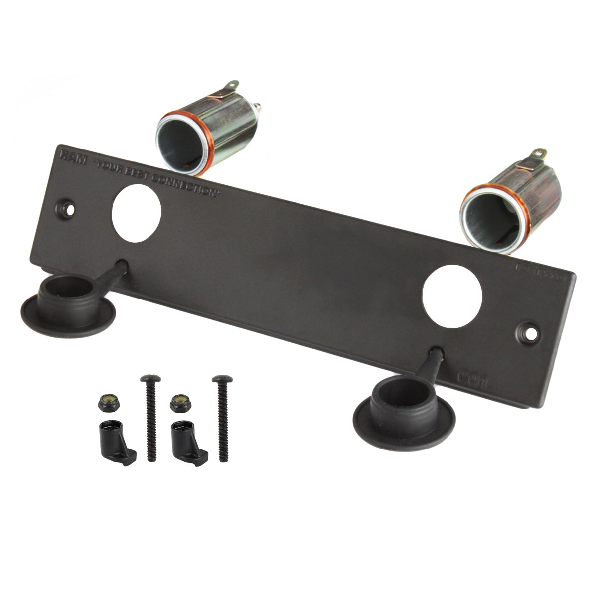 RAM® Tough-Box™ 2" faceplate with two 12V cigarette lighter sockets