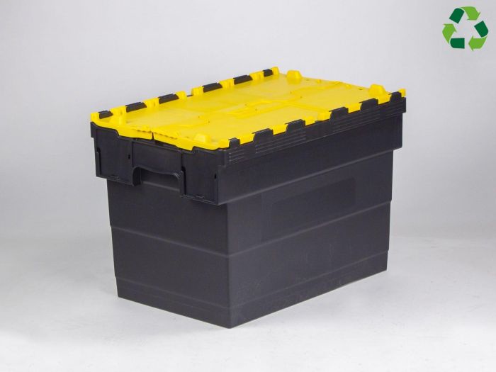 Distributionskasse E-line Distribox, kassedel sort, lågdele gule 72 liter