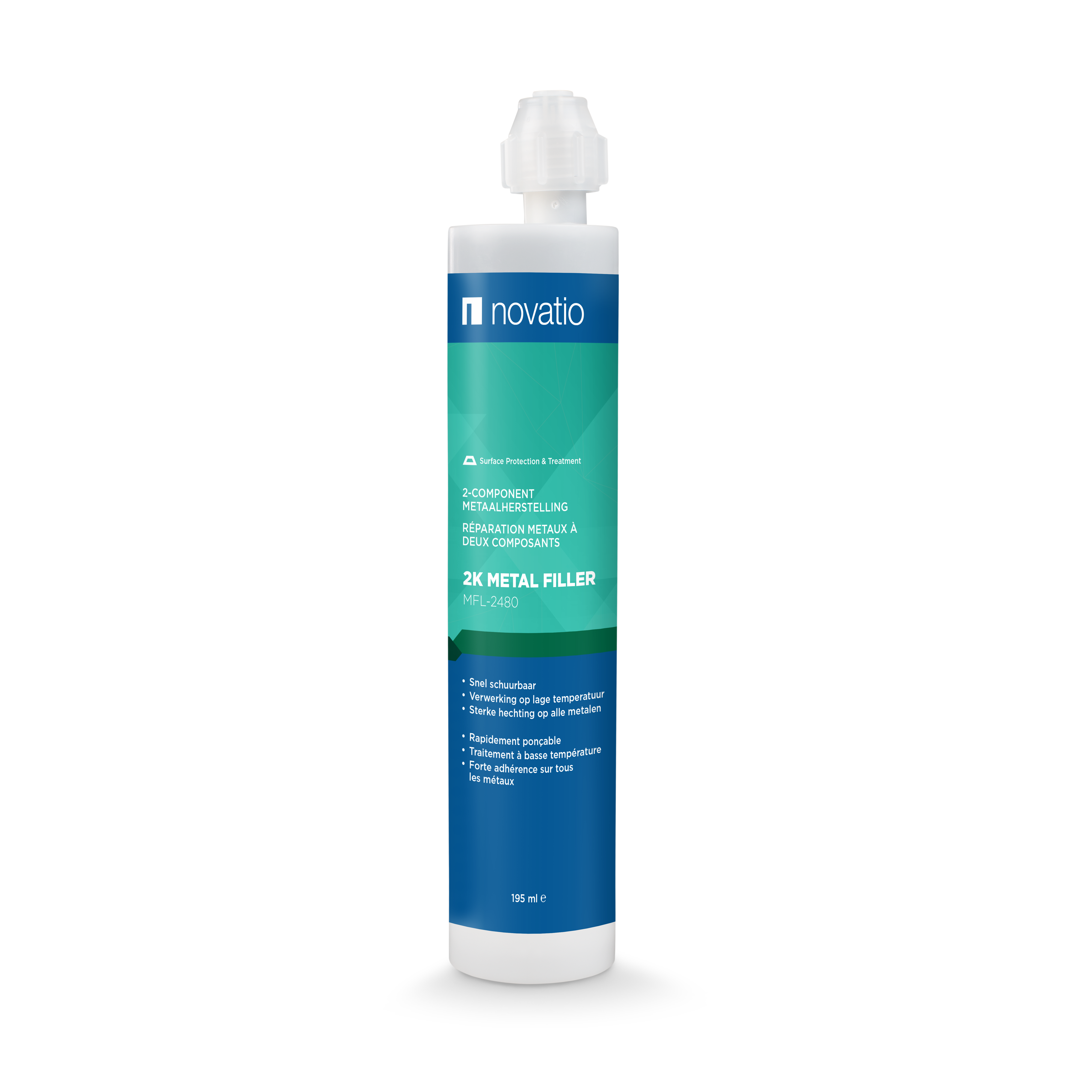 Novatio MFL-2480 2K Metal Filler - cartouche 195ml