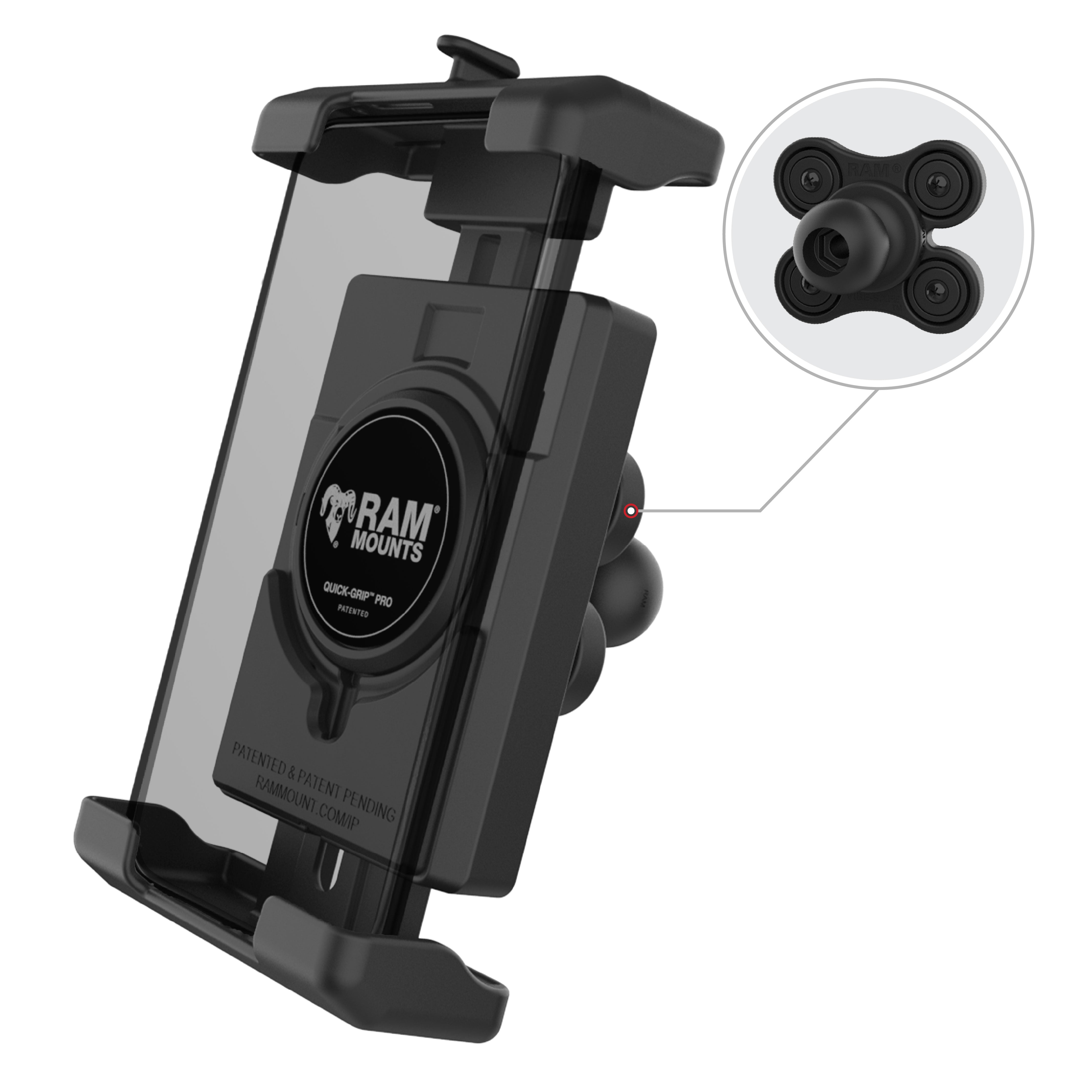 Support téléphone RAM® Quick-Grip™ Pro XL avec rotule & amortisseur de vibrations
