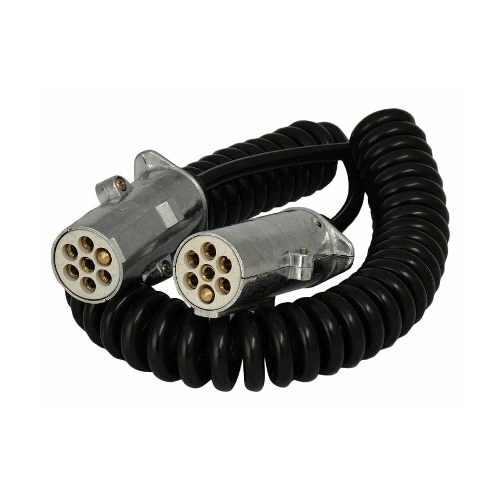 Câble spiralé 7 pôles 24V métal 3,8m fiches type S