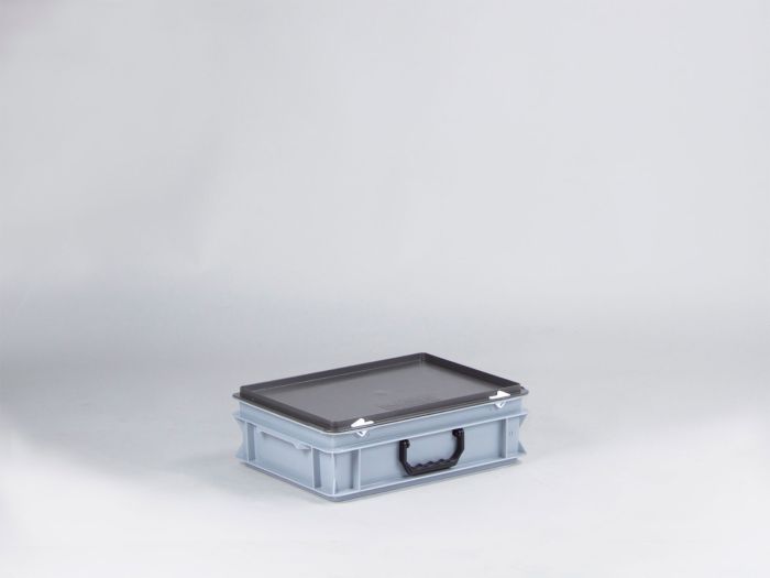 E-line Kunststoffkoffer 400x300x135 mm mit 1 Griff, 10 Liter, grau, PP Regenerat