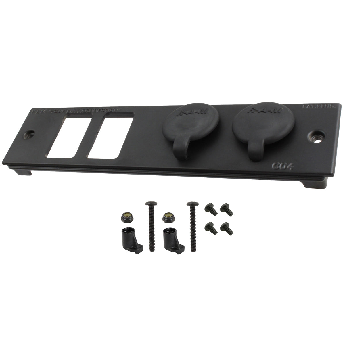 RAM® Tough-Box™ 2" faceplate with two switch ports & 12V sockets