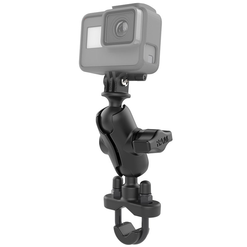 RAM® U-bout dubbele kogelhouder met actiecamera-adapter – kort