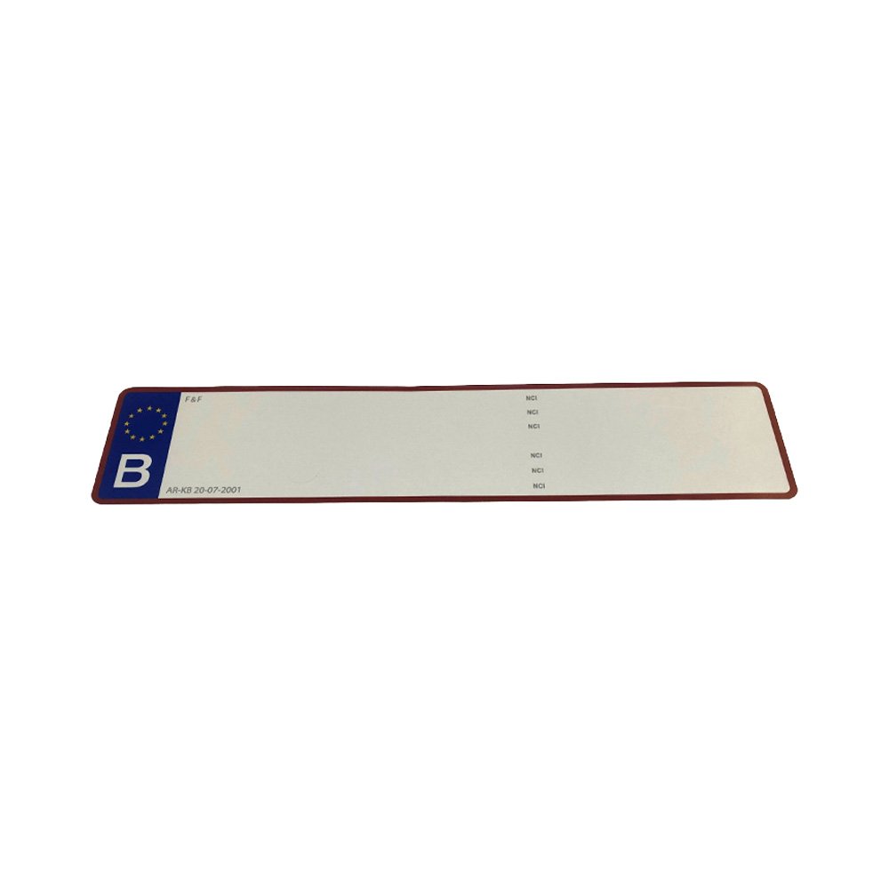 Film B met rode rand voor Nummerplaat plexi 52x11cm F&F