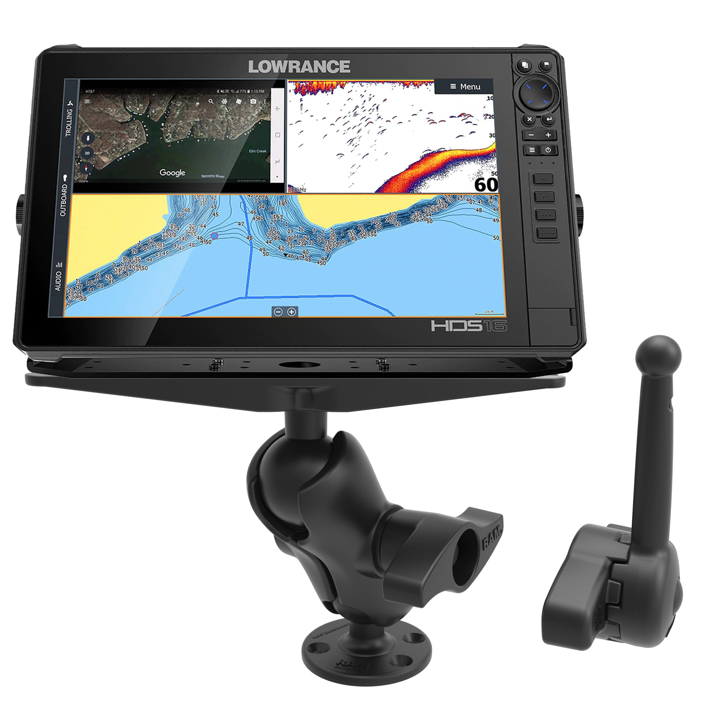 RAM® houder voor grote maritieme elektronica met RAM® Hi-Torq-sleutel - kort