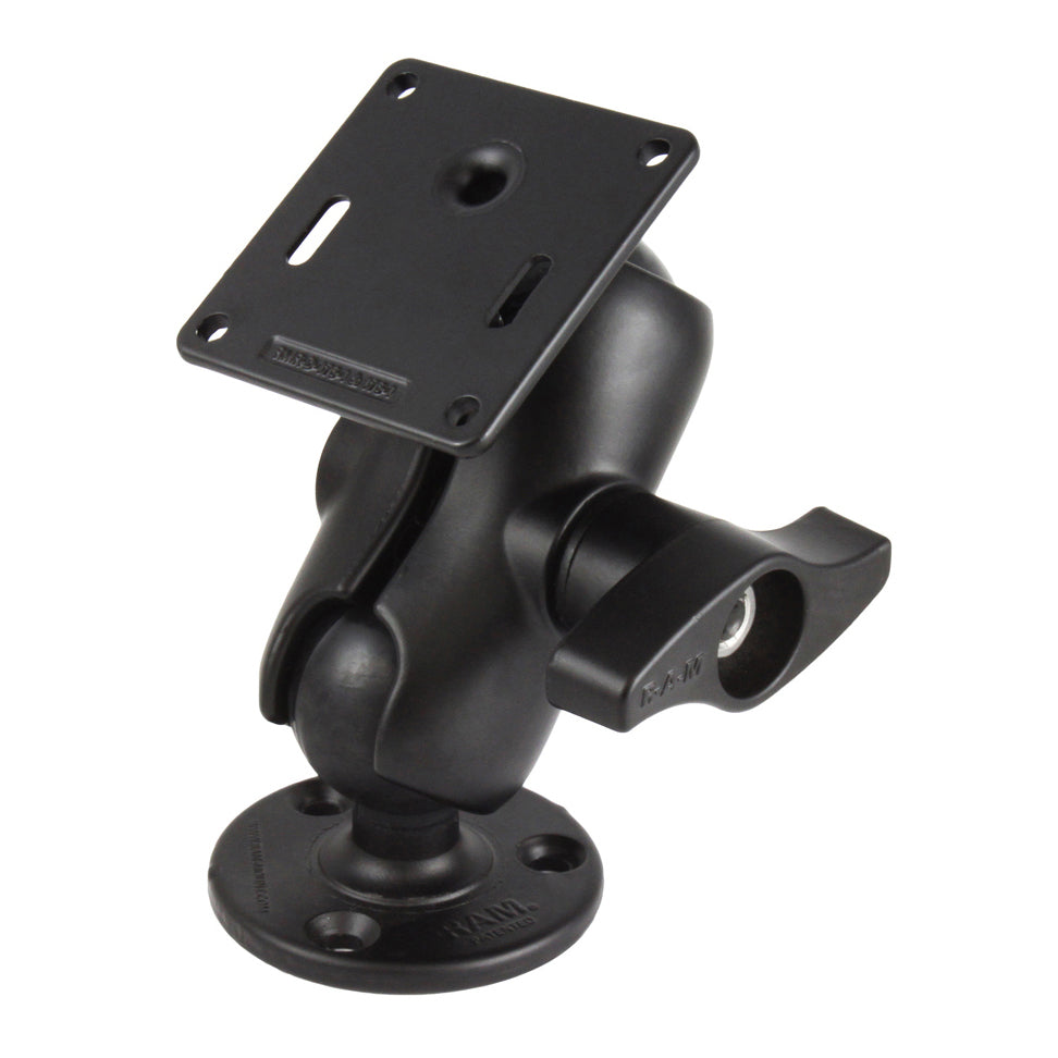RAM® dubbele kogelhouder met 75x75mm VESA-plaat en borgmoer - kort