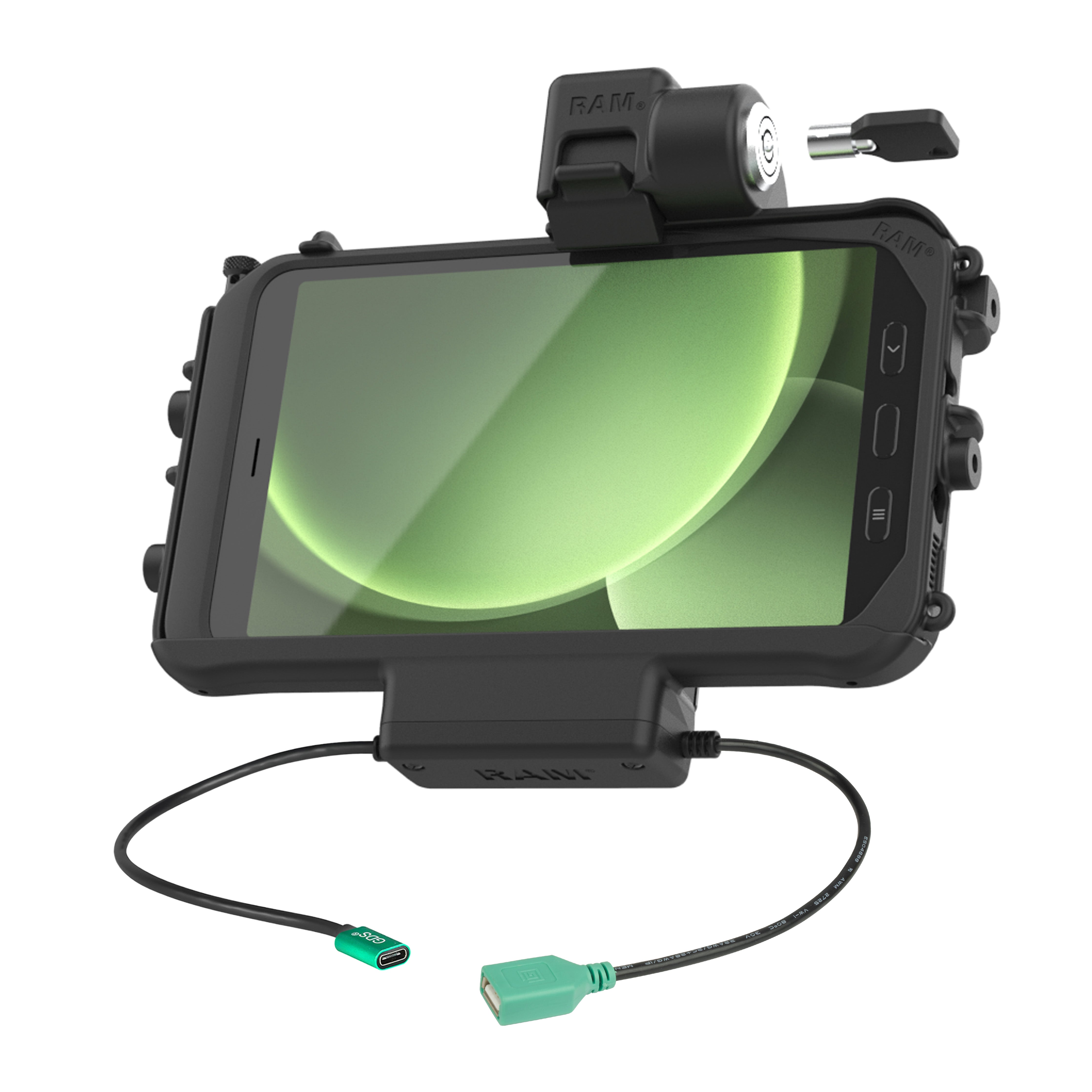 Base RAM® Thin-Dock™ bloqueable de alimentación + USB único para Tab Active5 y 3
