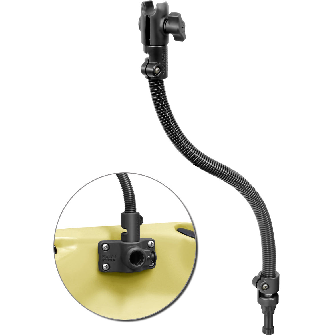 Bras à rotule simple RAM® Flex-Rod™ 18" avec poteau cannelé