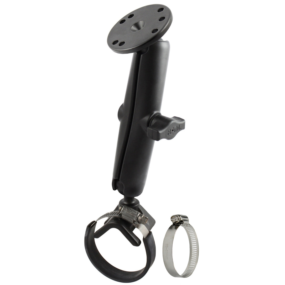 RAM® Doppel-Kugel-Bandschellenhalter mit runder Platte - lang