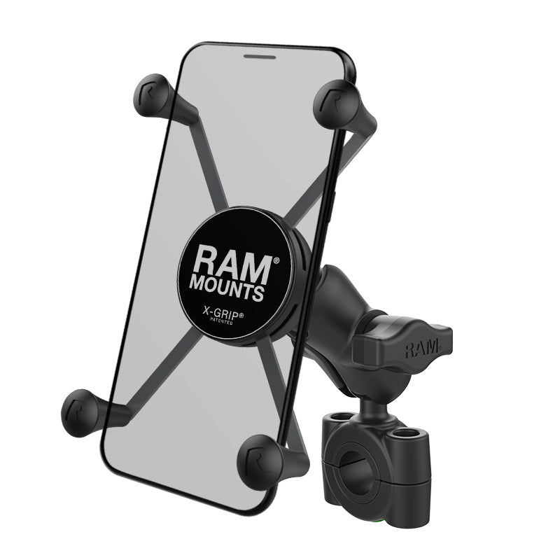 RAM® X-Grip® houder voor grote telefoons met Torque™ medium railbasis - korte arm