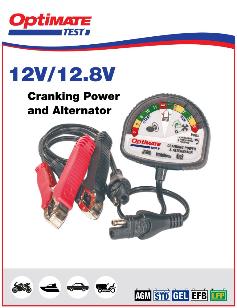 Analoge batterijtester 12V met toebehoren