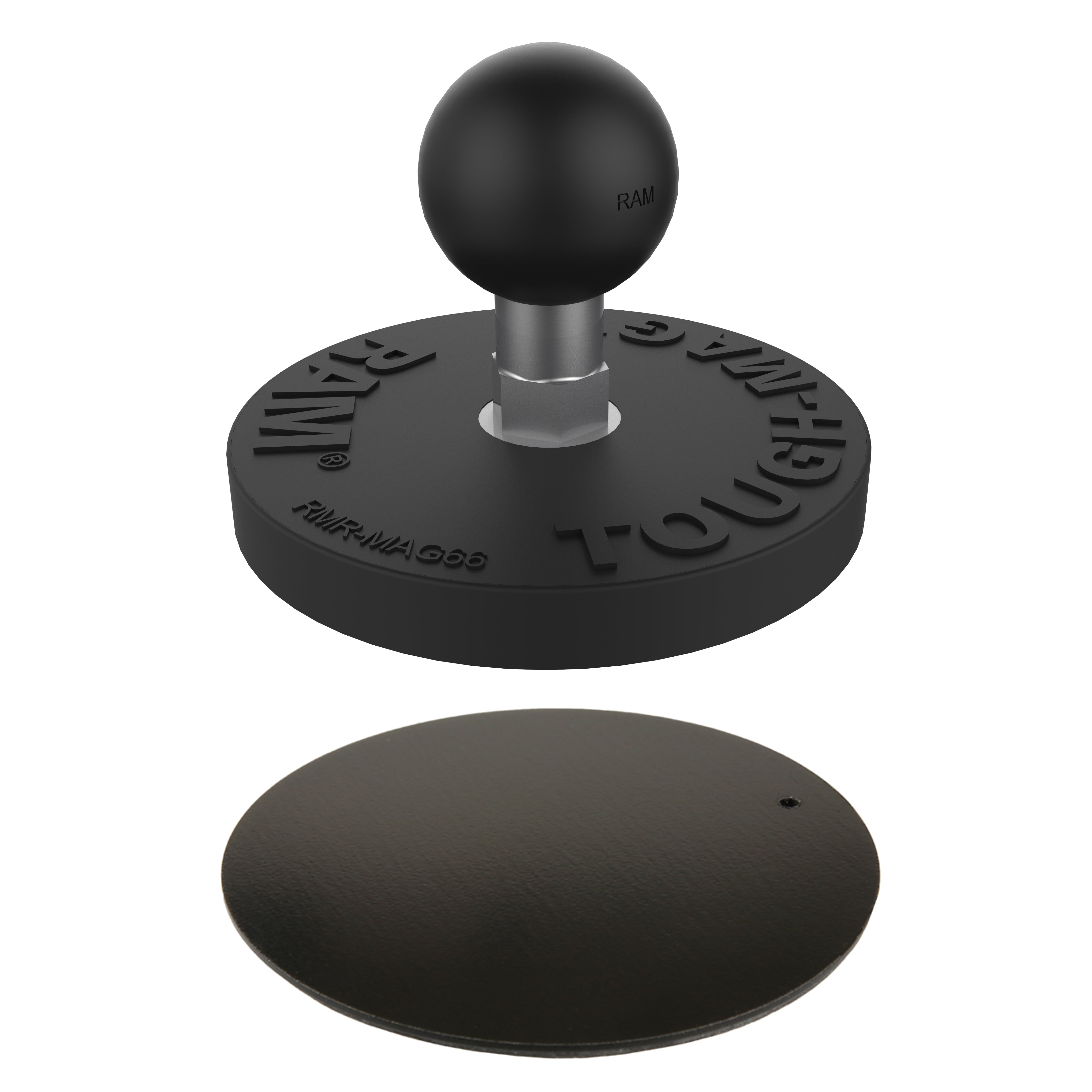 Base con bola magnética RAM® Tough-Mag™ de 66 mm de diámetro con placa de acero