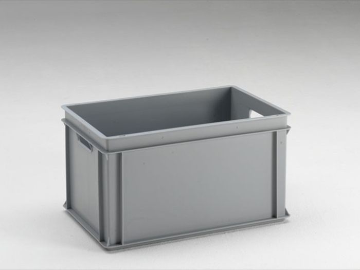 Euronorm stapelbak, Normbox, 600x400x325 mm, 60 liter 2 grepen grijs