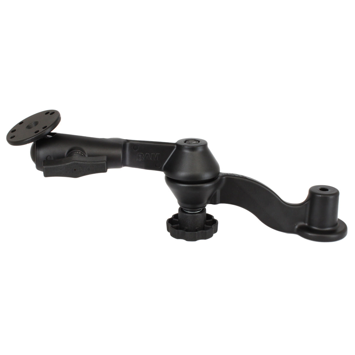 RAM® 12" gebogen dubbele zwenkarm met komarm & ronde plaat