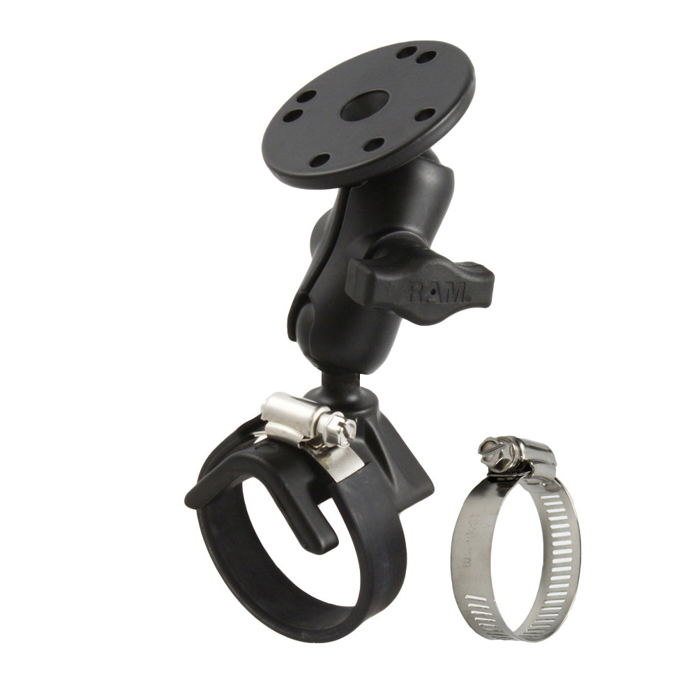 RAM® dubbele kogel-slangbandklemhouder met ronde plaat – kort