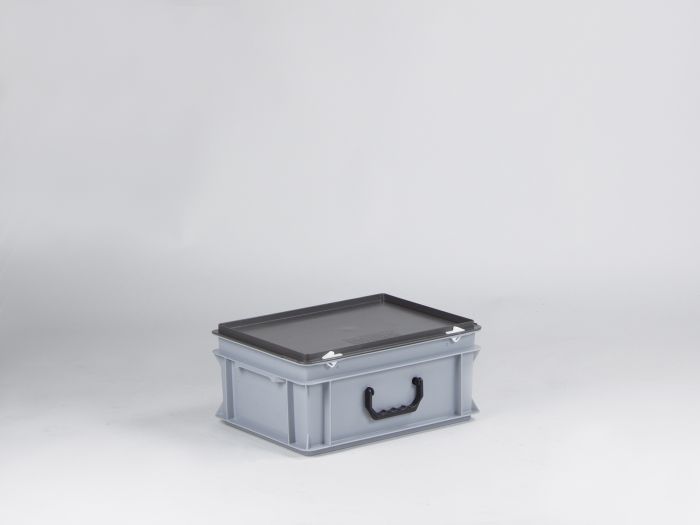 Kunststoffkoffer 400x300x185 mm mit 1 Griff, 15 Liter, grau, Euronorm