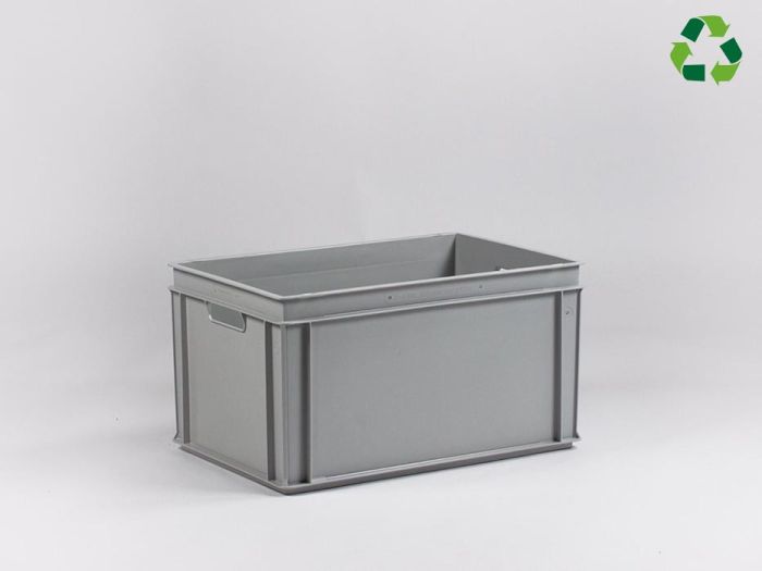 E-line Normbox, Euronorm Kunststoffbox, 600x400x325 mm, 60 Liter, 2 Griffe, grau