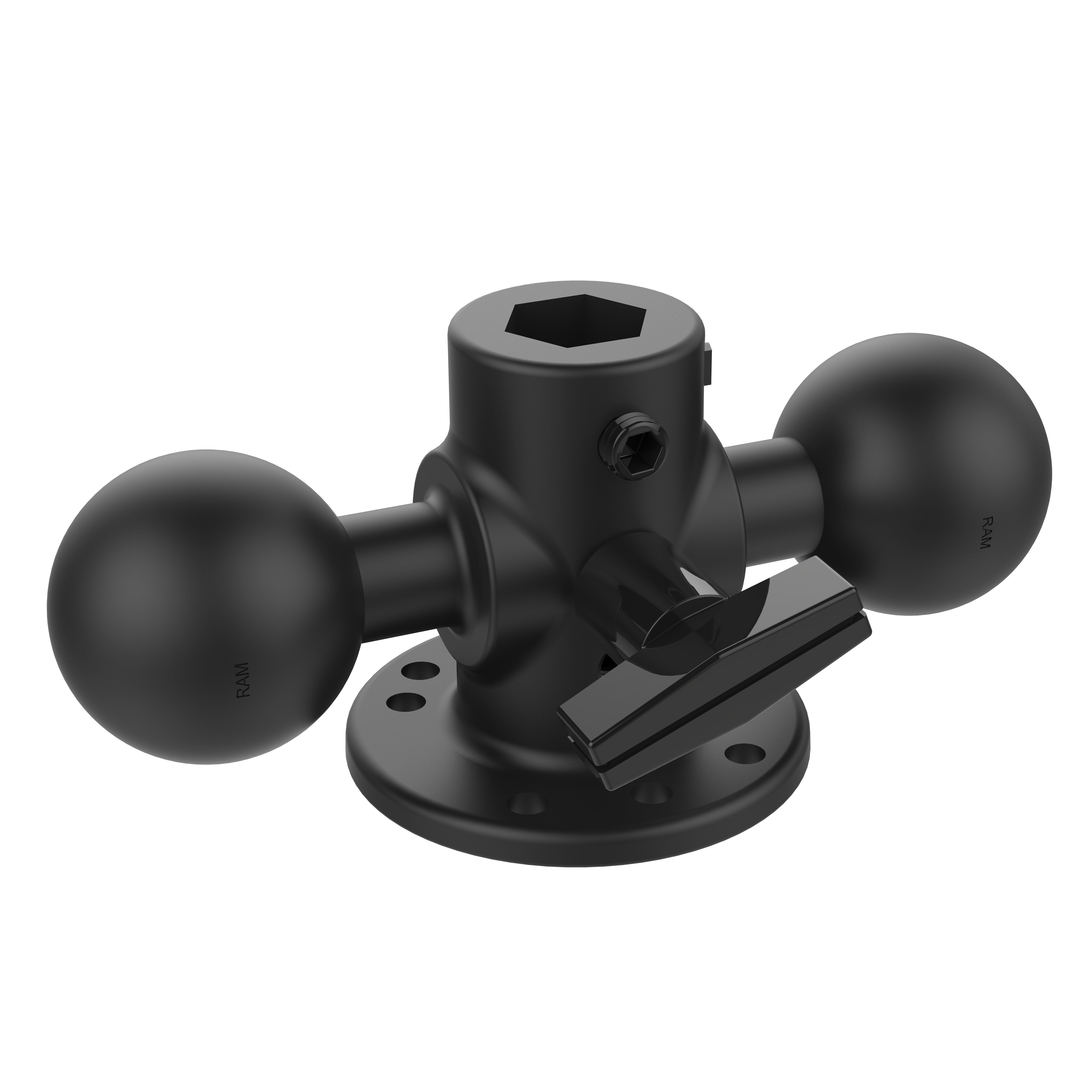 Adaptateur double rotule RAM® avec base ronde et bouton