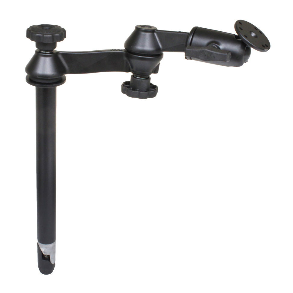 RAM® 12" bovenpaal met dubbele zwenkarmen & ronde plaat