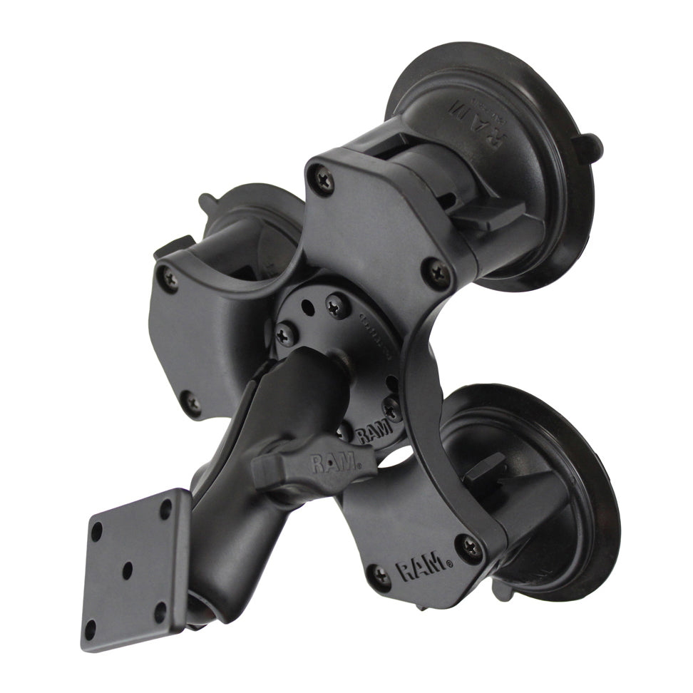 RAM® Twist-Lock™ triple suction cup mount with rectangular AMPS plate