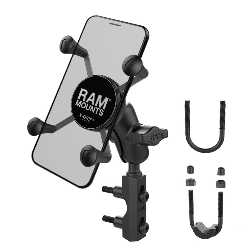 RAM® X-Grip® telefoonhouder met rem-/koppelingsreservoirbasis – kort