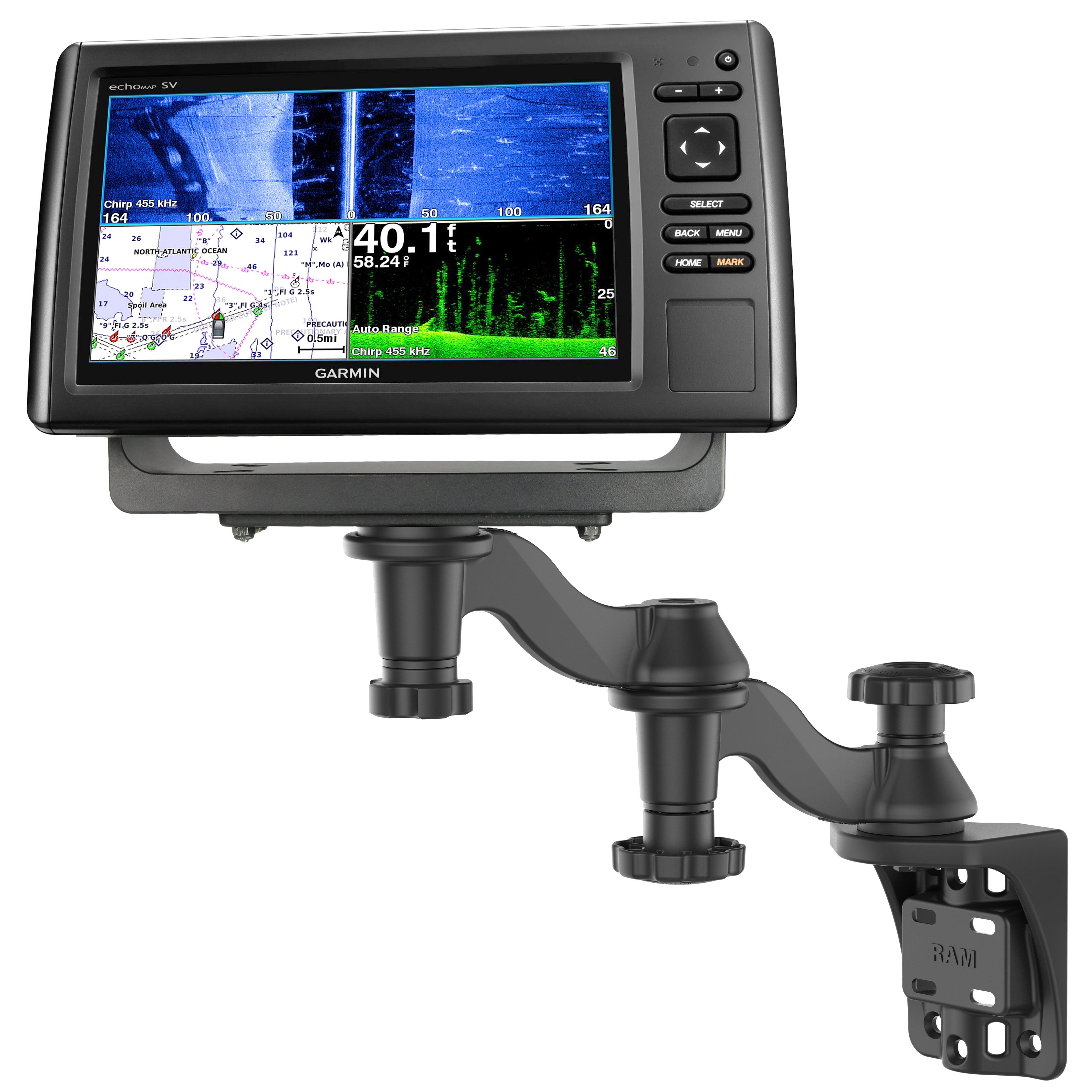 RAM® verticale 12" zwenkarmhouder voor fishfinders & plotters