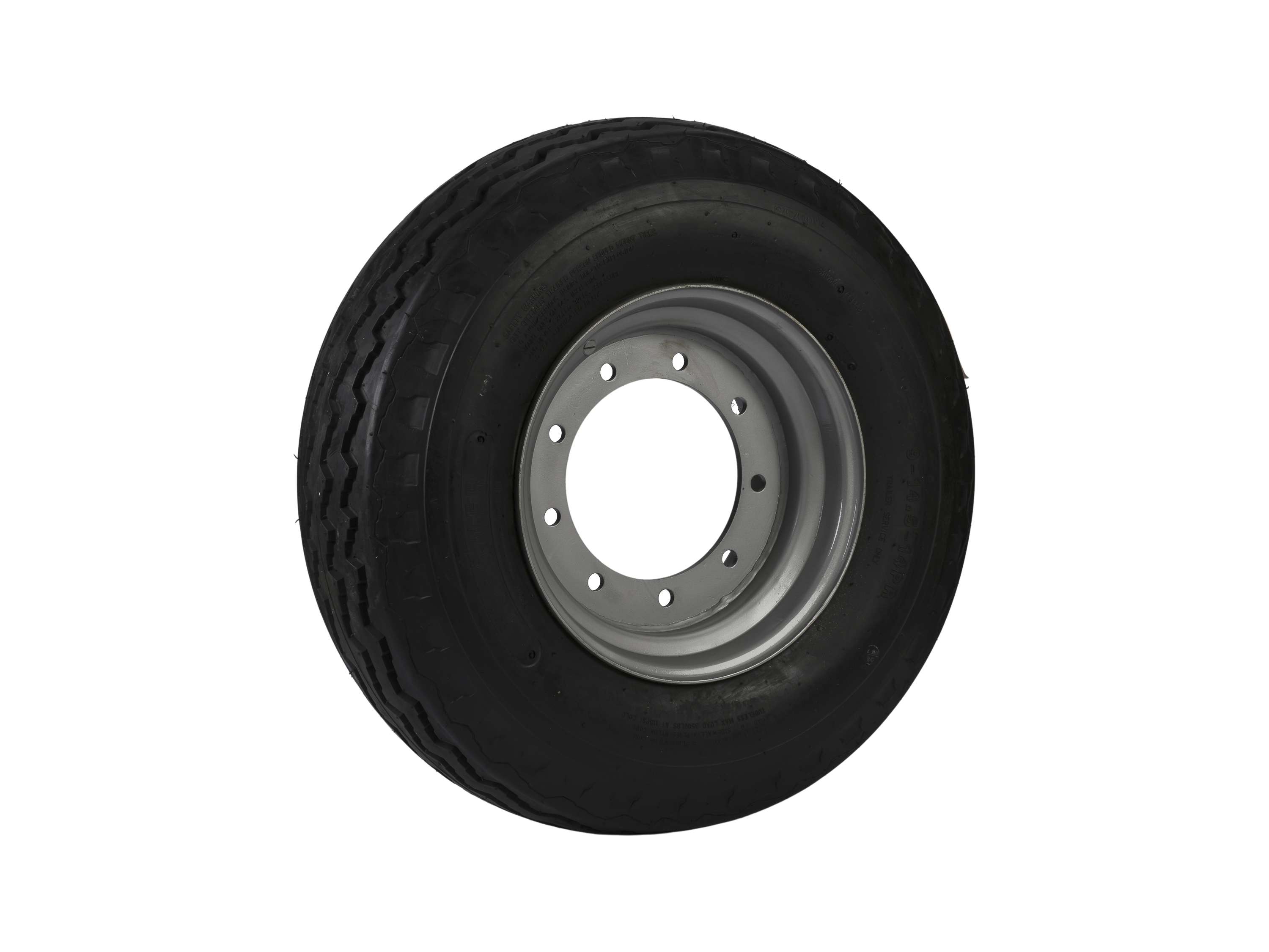 Non-marking tire + rim, foamed, 9LG / steer, front - OEM