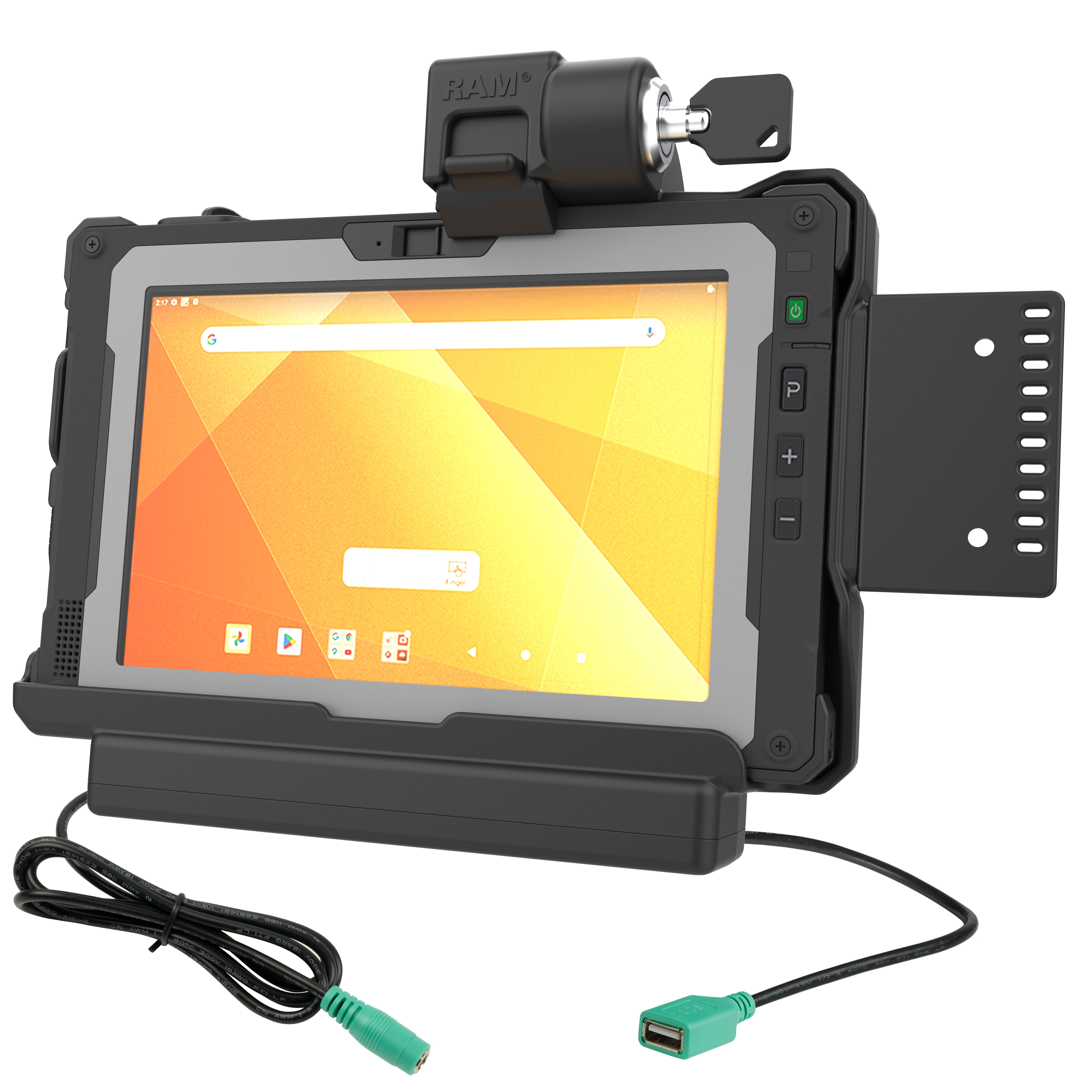 RAM® vergrendelbare stroom + data dock voor Getac ZX80