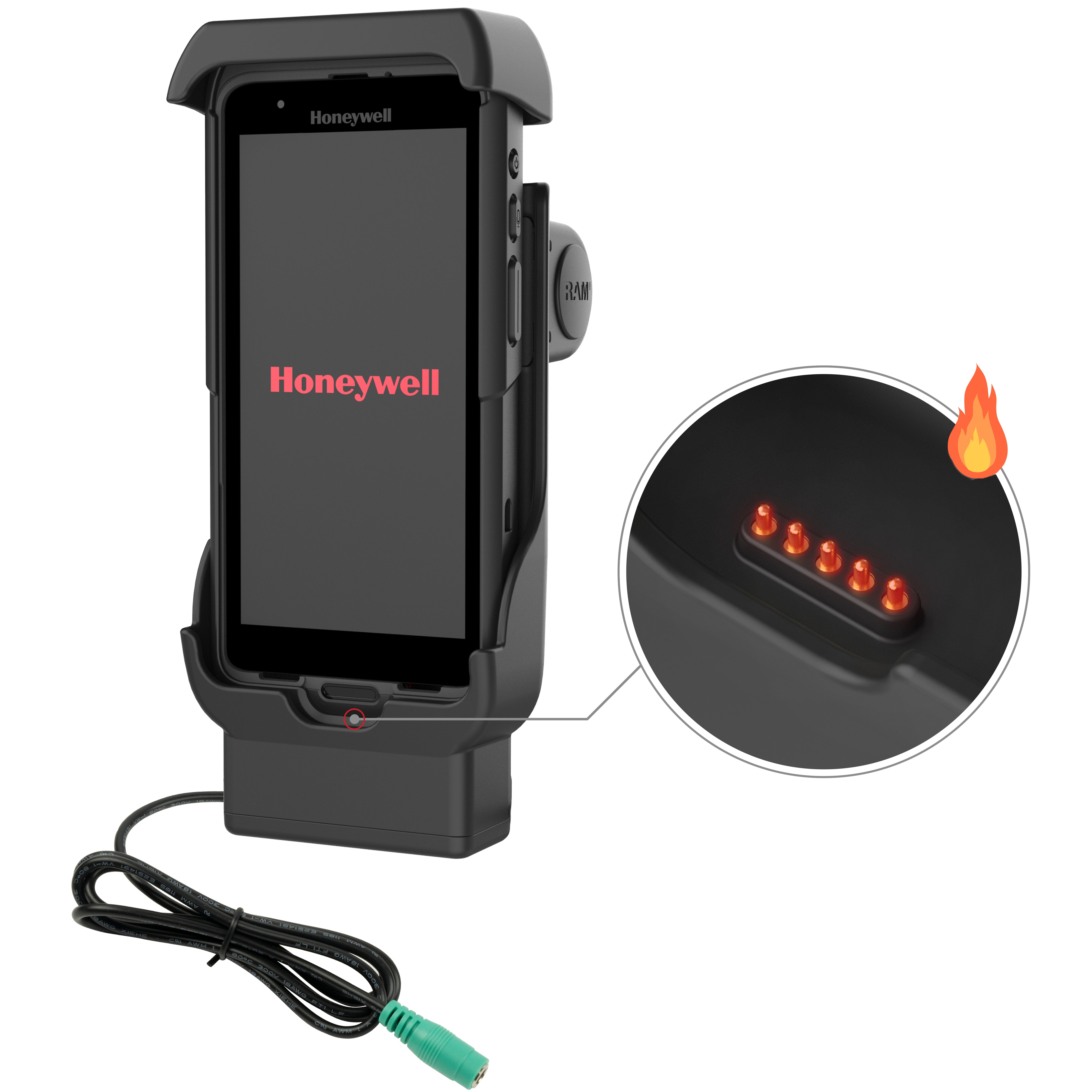 Zasilana stacja dokująca RAM® dla Honeywell CT40/45/47 - podgrzewane piny