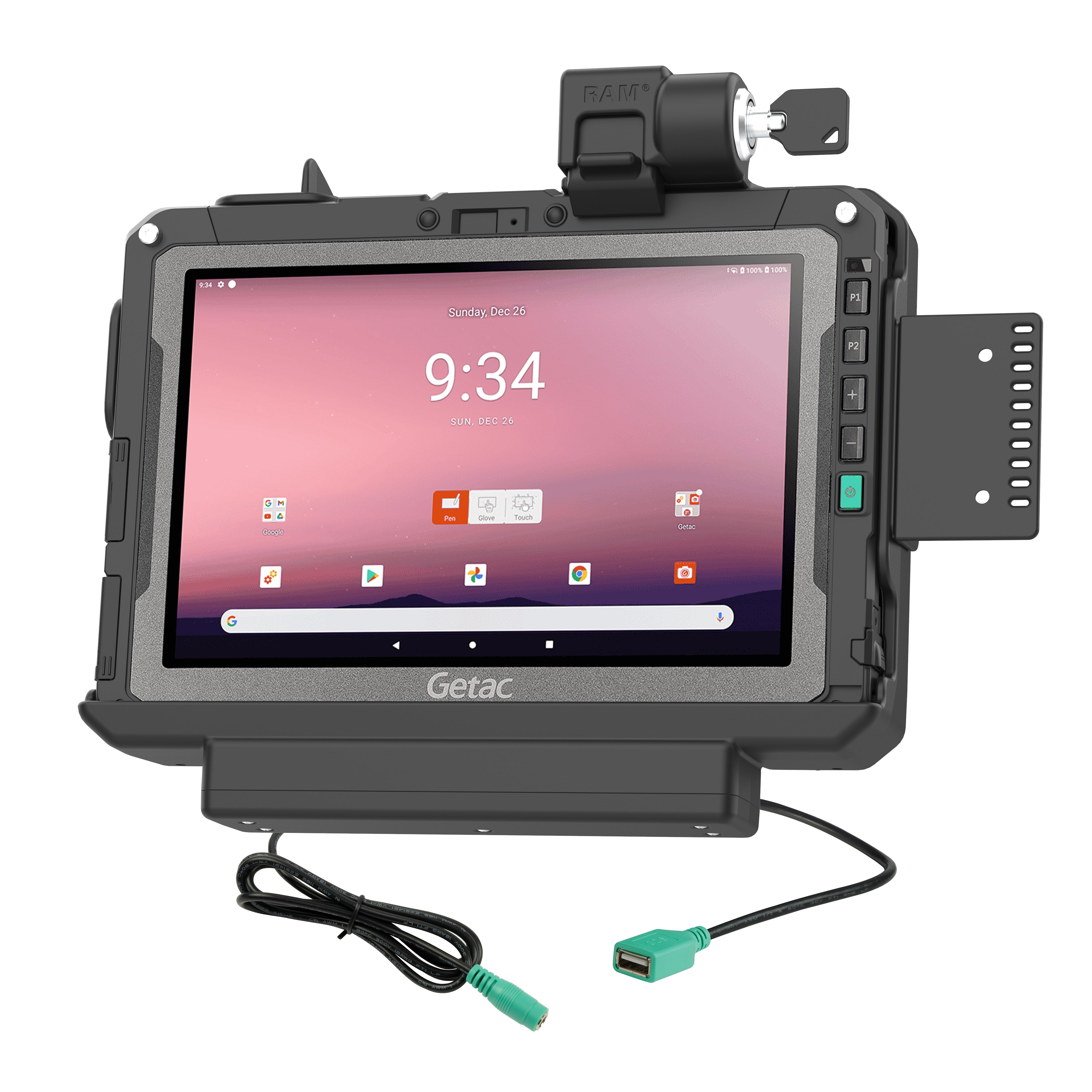 RAM® vergrendelbare Power + Data Dock voor Getac ZX10