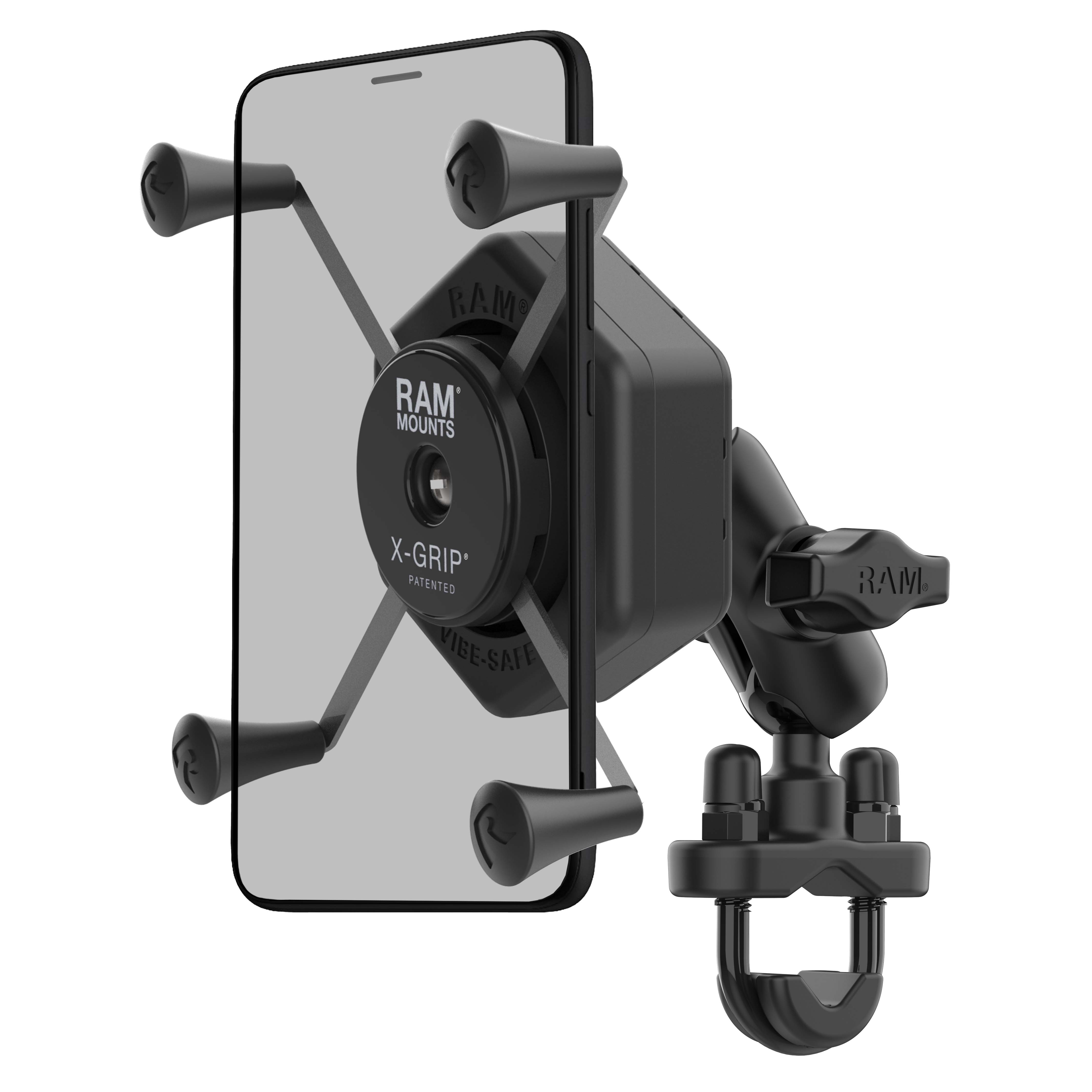 RAM® X-Grip® houder voor grote telefoons met Vibe-Safe™ & U-bout basis - kort