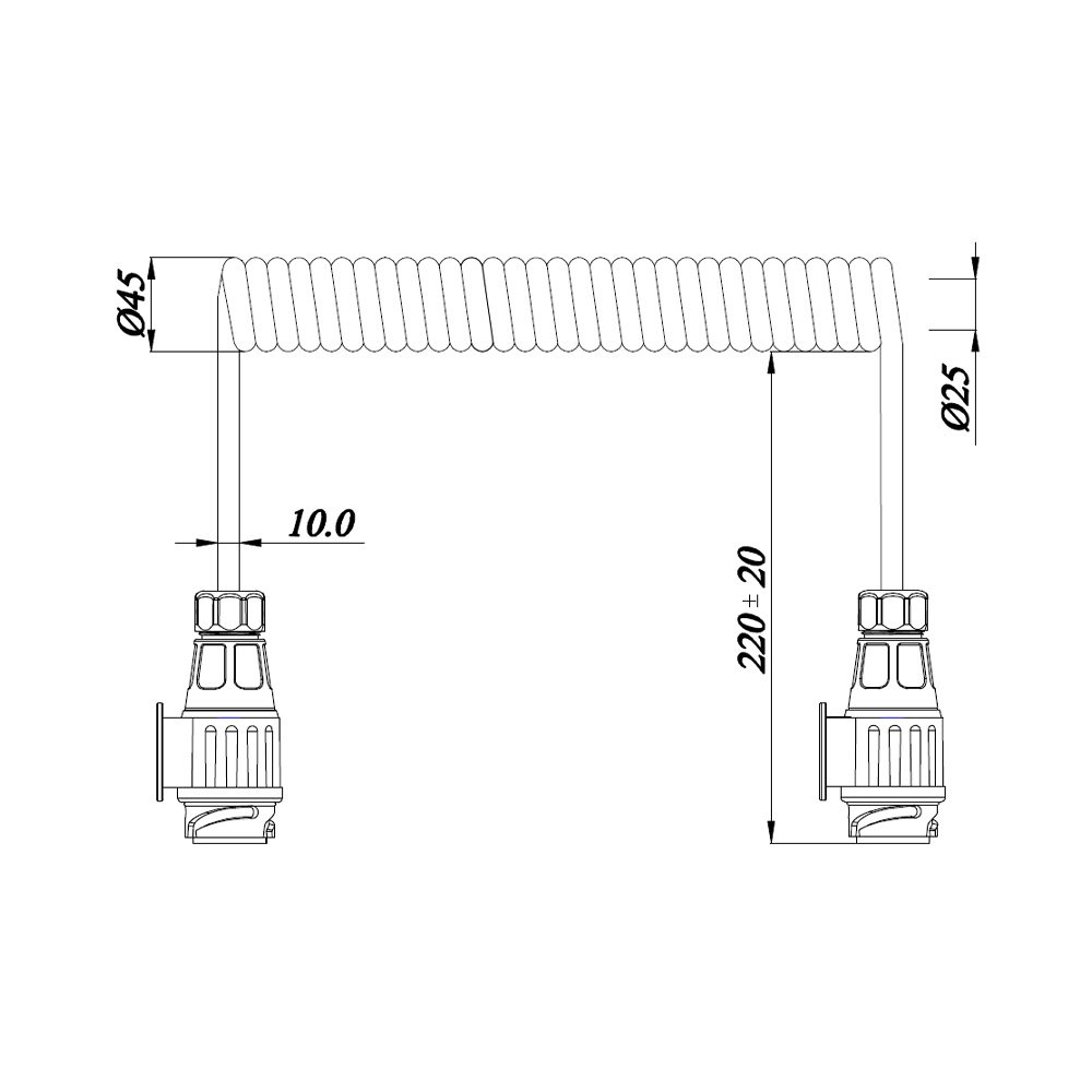 Câble spiralé 13 pôles 12V PVC 3m fiches